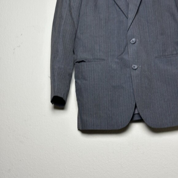 Calvin Klein Mens Wool Pinstripe Blazer Suit Jacket Gray Size 38R France Prep - Picture 12 of 15